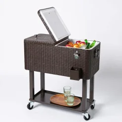 KSP Patio '80 Qt' Cooler Chest with Wheels (Brown)