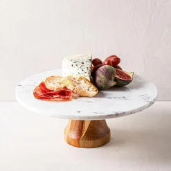 KSP Pavlova Marble Cake Stand with Wood Base (Marble)