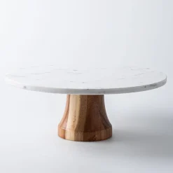 KSP Pavlova Marble Cake Stand with Wood Base (Marble)