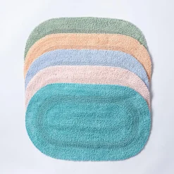 KSP Plush Oval Cotton Bathmat Reversible (Capri Blue)