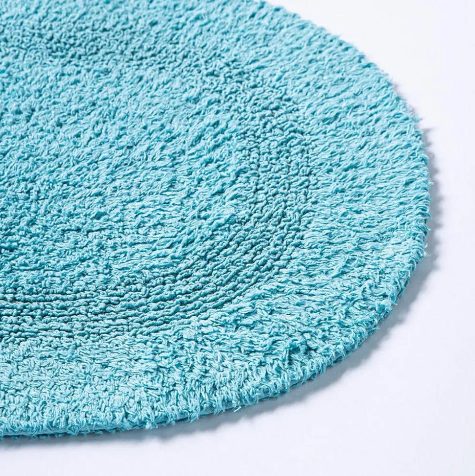 KSP Plush Oval Cotton Bathmat Reversible (Capri Blue)