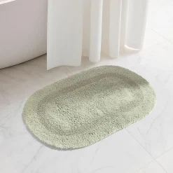 KSP Plush Oval Cotton Bathmat Reversible (Smoke Green)