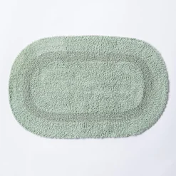 KSP Plush Oval Cotton Bathmat Reversible (Smoke Green)