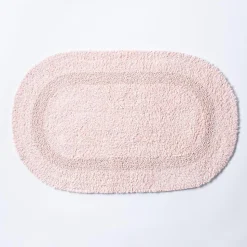 KSP Plush Oval Cotton Bathmat Reversible (Rose Quartz)