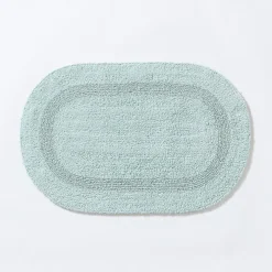 KSP Plush Oval Cotton Reversible Bathmat 18x28" (Aqua)