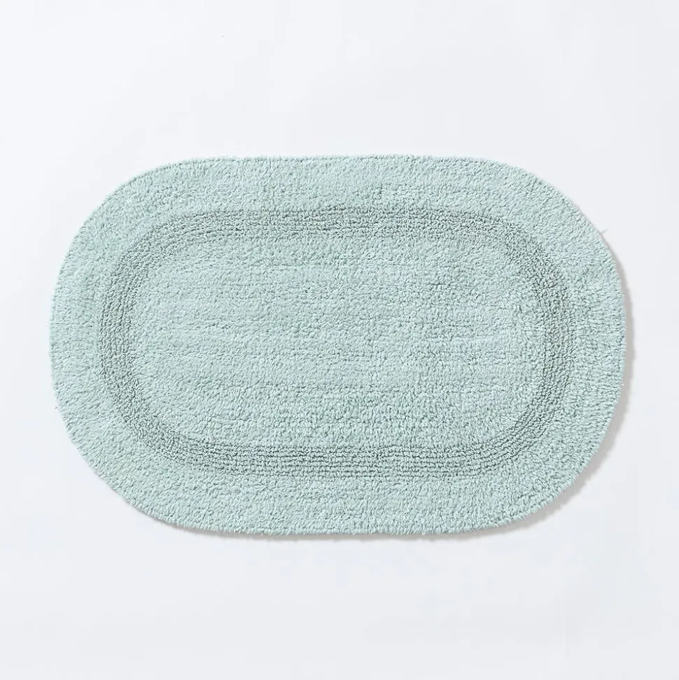 KSP Plush Oval Cotton Reversible Bathmat 18x28" (Aqua)