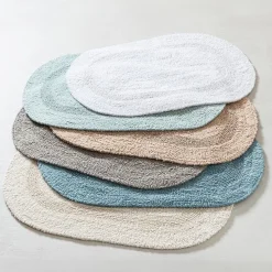 KSP Plush Oval Cotton Reversible Bathmat 18x28" (Aqua)