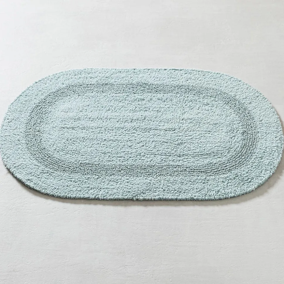 KSP Plush Oval Cotton Reversible Bathmat 18x28" (Aqua)