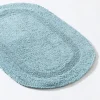 KSP Plush Oval Cotton Reversible Bathmat (Light Blue)