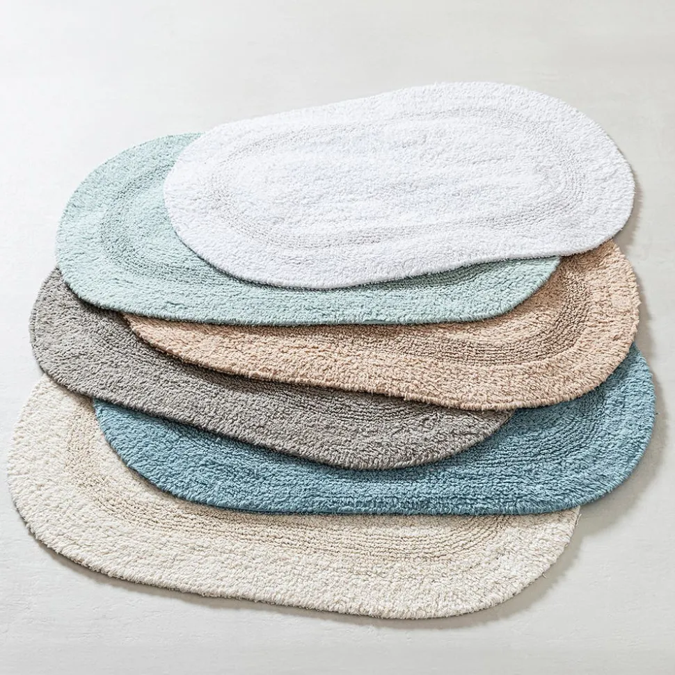 KSP Plush Oval Cotton Reversible Bathmat 18x28" (White)