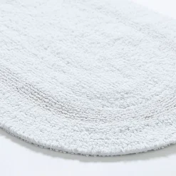 KSP Plush Oval Cotton Reversible Bathmat 18x28" (White)