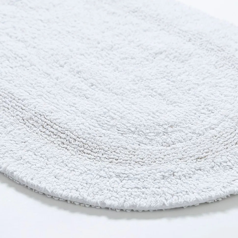 KSP Plush Oval Cotton Reversible Bathmat 18x28" (White)