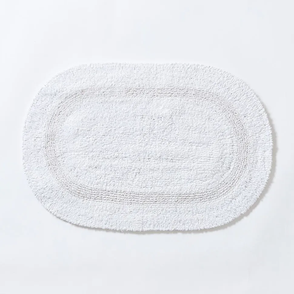 KSP Plush Oval Cotton Reversible Bathmat 18x28" (White)