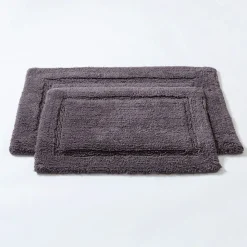 KSP Plush Single Race Track Anti-Skid Cotton Bathmat 17x24" (Dk. Grey)