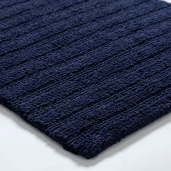 KSP Plush Stripe Cotton Reversible Bathmat 20x32" (Dark Blue)