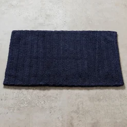 KSP Plush Stripe Cotton Reversible Bathmat 20x32" (Dark Blue)