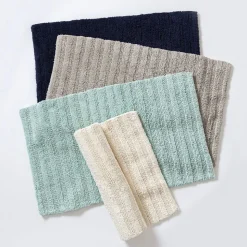 KSP Plush Stripe Cotton Reversible Bathmat 20x32