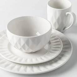 KSP Prism Porcelain Dinnerware - Set of 16 (White)