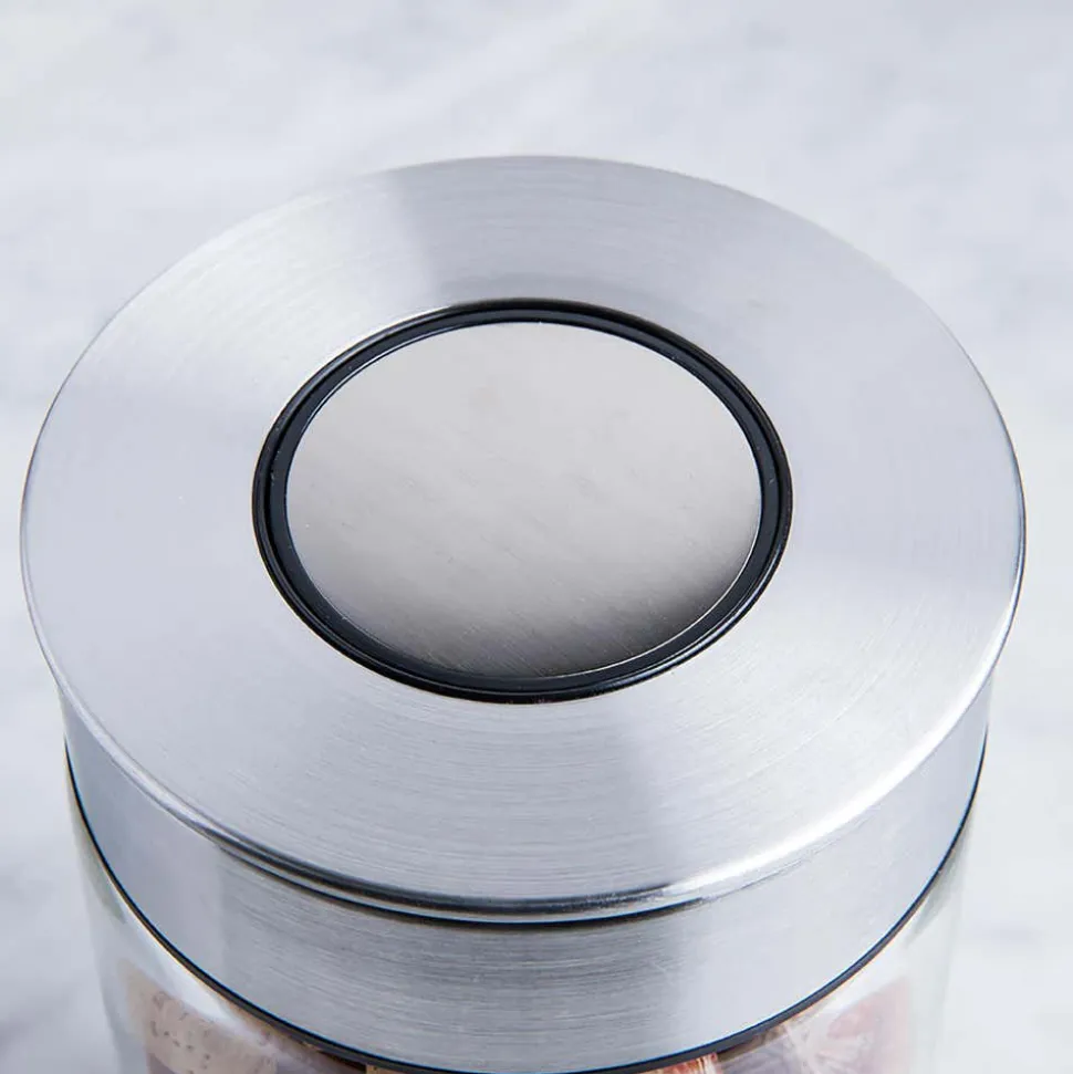 KSP Push Lock 1.3L 'Round' Glass and Steel Canister