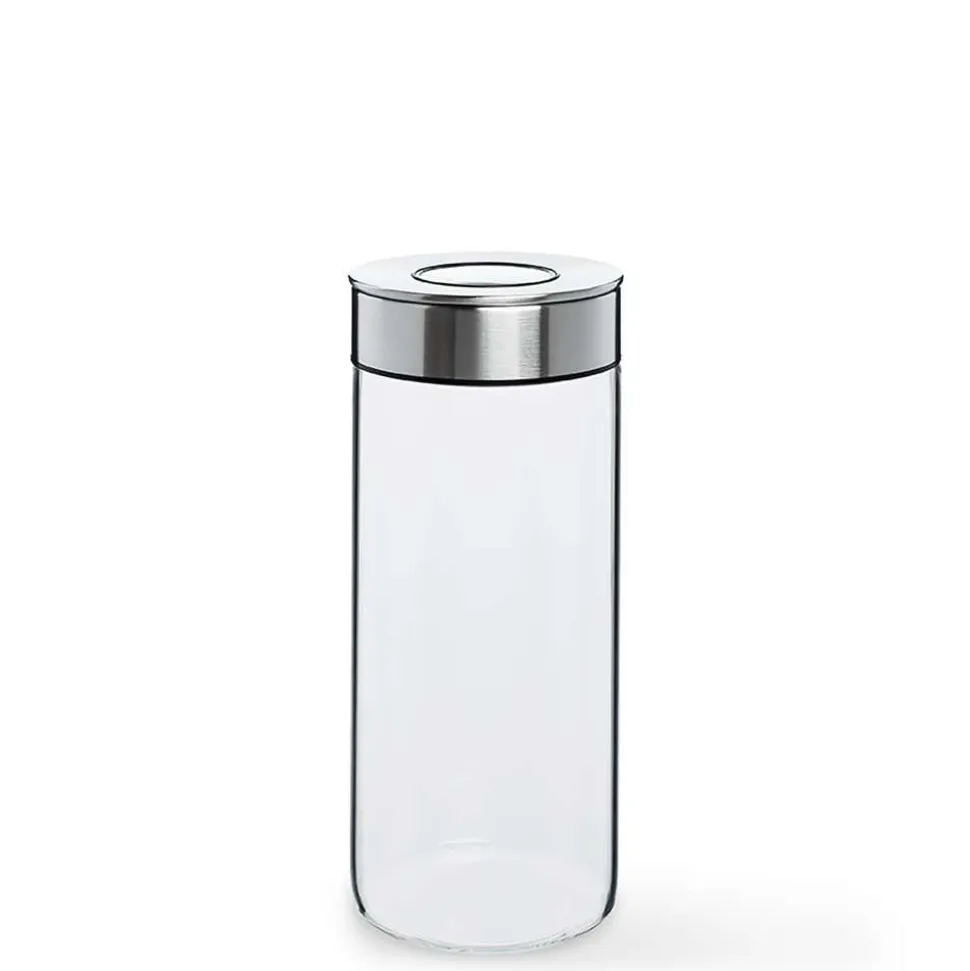 KSP Push Lock 1.3L 'Round' Glass and Steel Canister