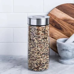 KSP Push Lock 1.3L 'Round' Glass and Steel Canister