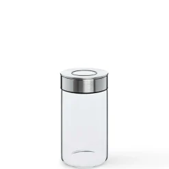 KSP Push Lock 1L 'Round' Glass and Steel Canister