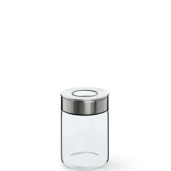 KSP Push Lock 700ml 'Round' Glass and Steel Canister