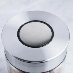 KSP Push Lock 700ml 'Round' Glass and Steel Canister