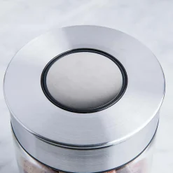 KSP Push Lock 400ml 'Round' Glass and Steel Canister