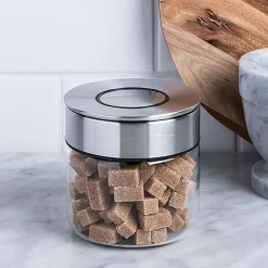 KSP Push Lock 400ml 'Round' Glass and Steel Canister