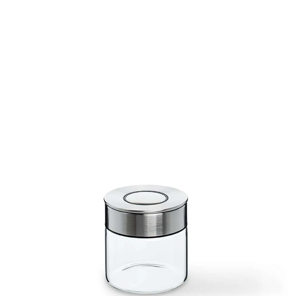 KSP Push Lock 400ml 'Round' Glass and Steel Canister