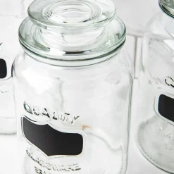 KSP Quality Chalkboard Glass Canister with Lid - Set of 3