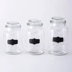 KSP Quality Chalkboard Glass Canister with Lid - Set of 3