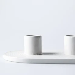KSP Radiant '3-Lite' Ceramic Taper Candle Holder (White)