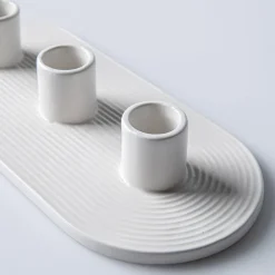 KSP Radiant '3-Lite' Ceramic Taper Candle Holder (White)