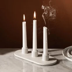 KSP Radiant '3-Lite' Ceramic Taper Candle Holder (White)