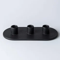 KSP Radiant '3-Lite' Ceramic Taper Candle Holder (Black)