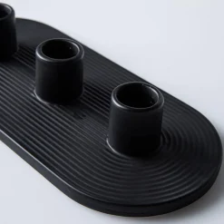 KSP Radiant '3-Lite' Ceramic Taper Candle Holder (Black)