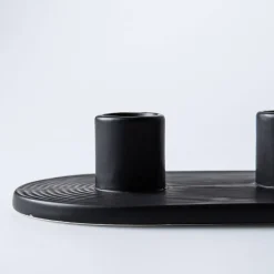 KSP Radiant '3-Lite' Ceramic Taper Candle Holder (Black)