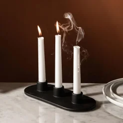 KSP Radiant '3-Lite' Ceramic Taper Candle Holder (Black)