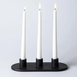 KSP Radiant '3-Lite' Ceramic Taper Candle Holder (Black)