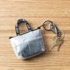 KSP Reusable 'Keychain' Shopping Bag with Travel Pouch (Black/White)