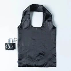 KSP Reusable 'Keychain' Shopping Bag with Travel Pouch (Clear/Black)