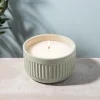 KSP Ribbed Citronella Candle Ceramic Pot 13.5 Dia. x 8cm H (Sage)
