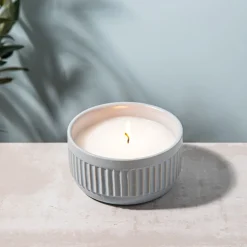KSP Ribbed Citronella Candle Ceramic Pot 12 dia. x 6cm H (Blue)