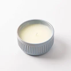 KSP Ribbed Citronella Candle Ceramic Pot 12 dia. x 6cm H (Blue)
