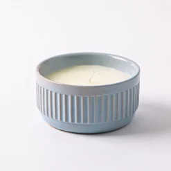 KSP Ribbed Citronella Candle Ceramic Pot 12 dia. x 6cm H (Blue)
