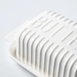 KSP Ribbed Porcelain Butter Dish with Lid (White)