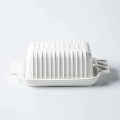 KSP Ribbed Porcelain Butter Dish with Lid (White)