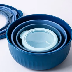 KSP Ribbo 'Round' Food Prep Containers with Lids - Set of 8 (Blue)
